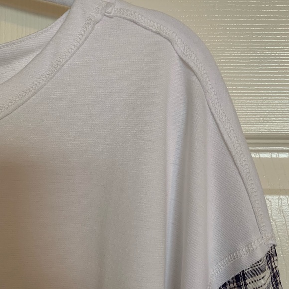 Long Sleeved White + Plaid Shirt - Picture 2 of 5